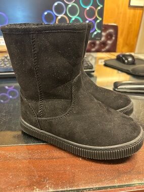 Cat & Jack Black Suede-Look Kids Boots size 10 girls